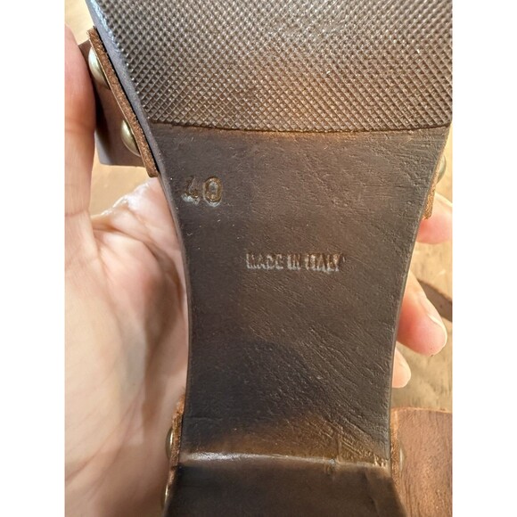 Mila Paoli Ostras Brown Leather Platform Block Heel Sandals Sz 40 Italian Made - Picture 5 of 10